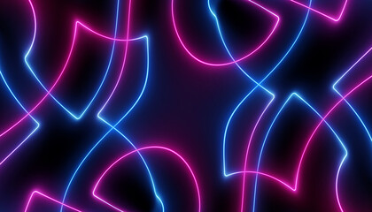 neon blue pink futuristic ultraviolet energy curvy glowing lines laser tunnel Sci-Fi black high resolution background with space for text or logo