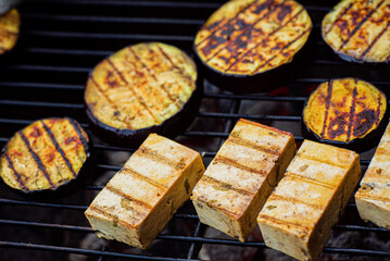 grilled aubergine and tofu outdoor