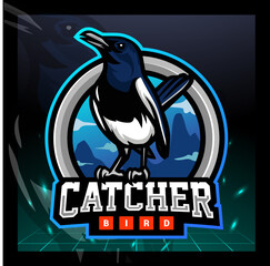 Catcher bird mascot. esport logo design