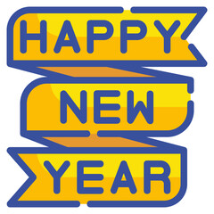 happy new year line icon