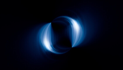 blue light rays in symmetry and abstract form over a black background