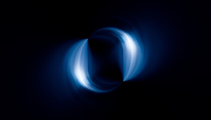 blue light rays in symmetry and abstract form over a black background