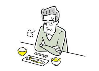 ベクターイラスト素材：食欲がないシニア男性
