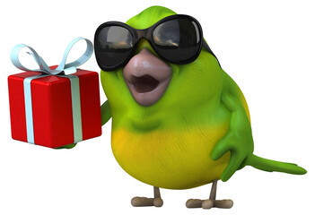 Fun green bird - 3D Illustration