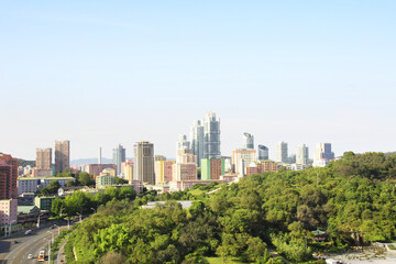 Aerial view of Pyongyang, capital city of the DPRK, North Korea