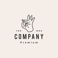 hand bulb hipster vintage logo vector icon illustration