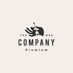 hand hold arrow hipster vintage logo vector icon illustration
