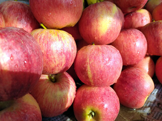 fresh sweet red color apple put on a shop
