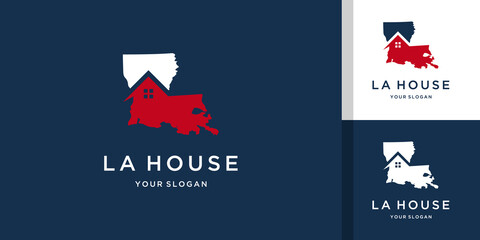 Obraz na płótnie Canvas House logo with map la design inspiration