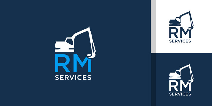 Letter rm excavator logo template