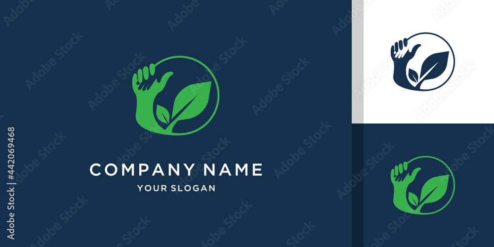 Wall mural Nature hand logo template