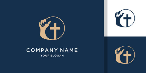 Hand Cross Church Logo Template