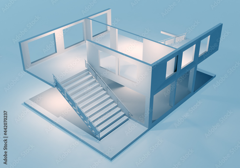 Poster project of an office building. layout of a modern business center. three-dimensional layout of a hou