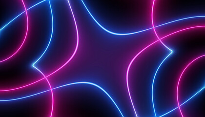 neon blue pink futuristic ultraviolet curvy glowing lines laser tunnel Sci-Fi black high resolution background with space for text or logo