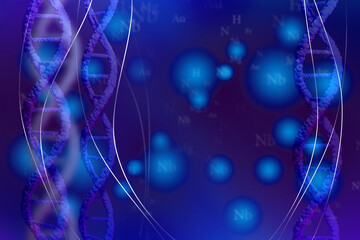 Dark blue medical or scientific education. DNA helices. Genetic engineering. The molecular...