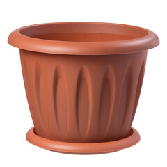 Empty plastic flower pot isolated on white