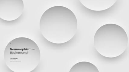 Abstract Background, Homepage, Landing page, Wallpaper Designs. Monochrome illustration. 3d geometric shapes. Decorative neumorphism backdrop.