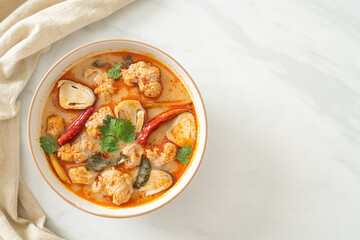 spicy boiled pork soup with mushroom - Tom Yum