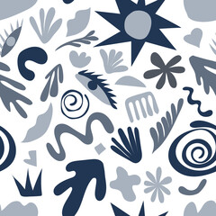 A simple pattern of elements of different shapes in gray tones.