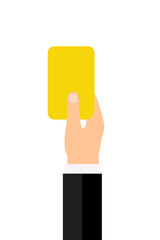 Soccer referee with yellow card