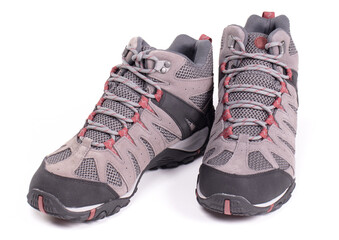 Grey hiking shoes isolated