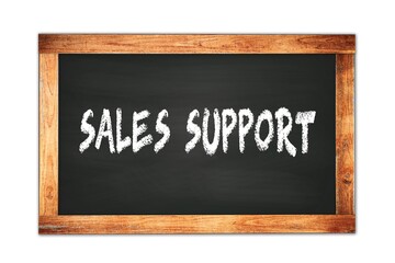 Obraz premium SALES SUPPORT text written on wooden frame school blackboard.