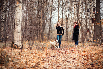 Fototapeta premium Young girl on a walk in the autumn