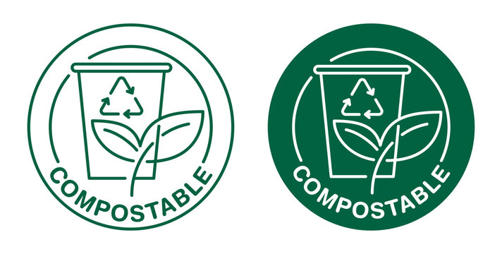 Compostable Coffee Cup Badge For Used Paper Dishes