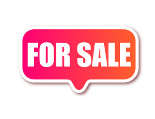 Volumetric sticker with pink-orange gradient and text For Sale 