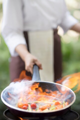 chef preparing food in restaurant