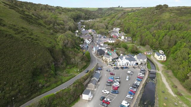 Solva Wales Pembrokeshire beautiful fishing village with a harbour&nbsp;Aerial footage