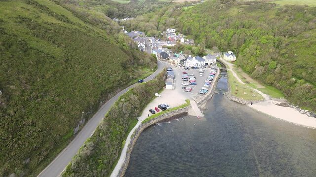 Solva Wales Pembrokeshire  quayside  harbour&nbsp;Aerial footage