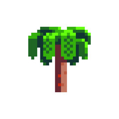 Fototapeta premium Palm icon. Pixel art. Game assets. 8-bit style. Isolated abstract vector illustration. 