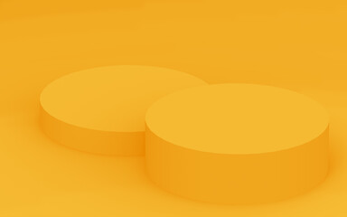 Abstract 3d yellow color cylinder podium minimal studio background.