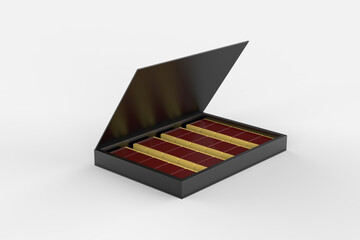 Box of Chocolate Sweets isolated on white background. 3d illustration