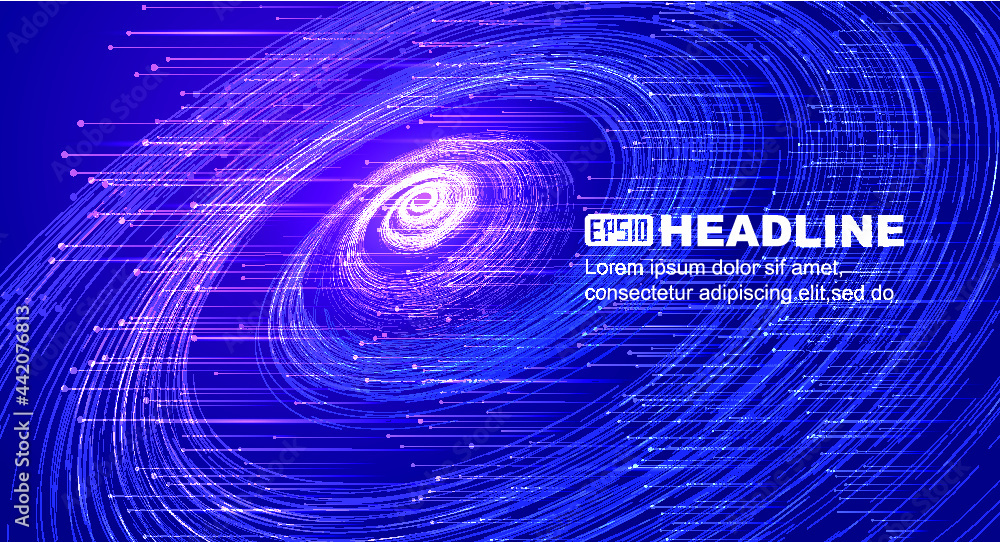 Poster helical coils emitting dot line particle internet technology big data background.