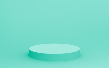 Abstract 3d green color cylinder podium minimal studio background.