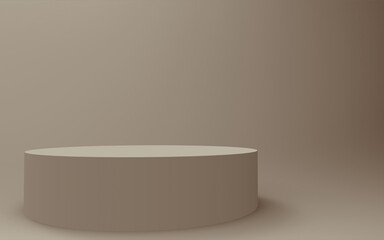 Abstract 3d brown color cylinder podium minimal studio background.