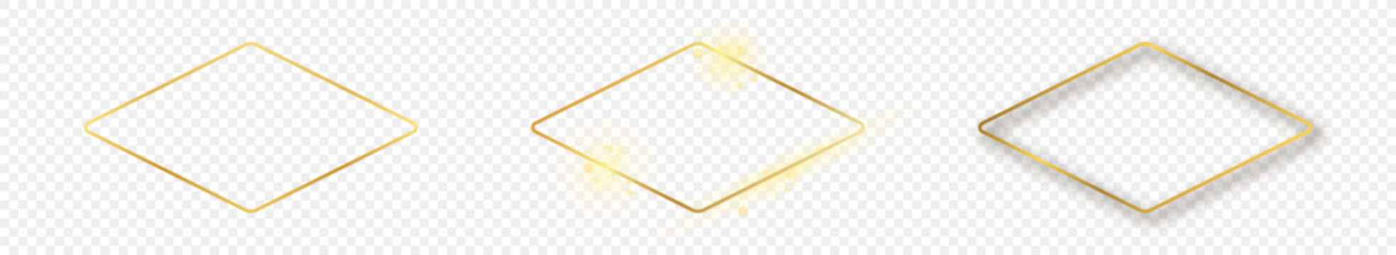 Gold glowing rounded rhombus shape frame