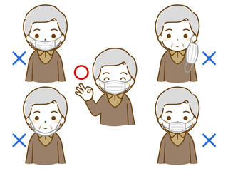 マスクをしている高齢男性