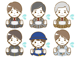 マスクがつらい色々な年代の男性達