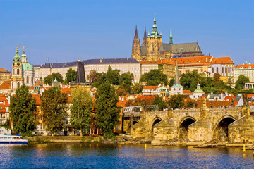 Fototapeta premium City of Prague Sunset Cityscape In Czechia