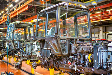 Heavy Industry Ideas. Modern Tractors Machinery Assembly Line With Manufacturing  Facilities Alongside.