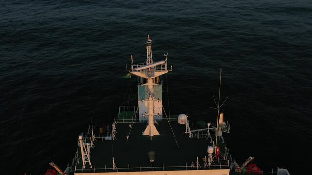 4K(24fps) Fly above panamax size bulk carrier vessel.