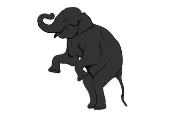 elephant Asia standing, isolated white background graphics design vector Illustration
