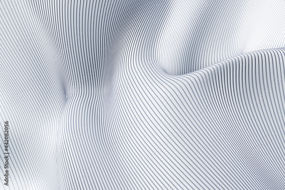 Poster creative white lines and curves background. 3d rendering.