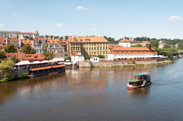Obraz premium Old motor ship in Prague