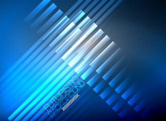 Bright neon color techno abstract background, shiny glowing neon lines in the dark background