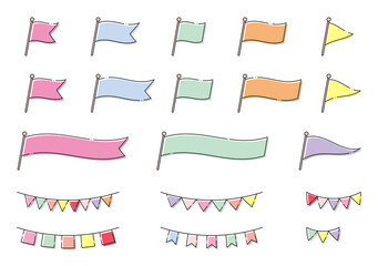 フラッグ　ガーランド　破線デザイン　フレームセット