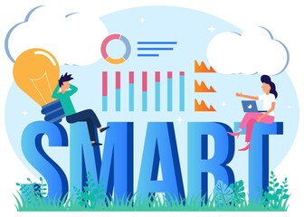 Illustration vector graphic cartoon character of smart